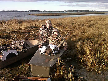 Matt aged 13 on his first hunt with a limit of eider ducks